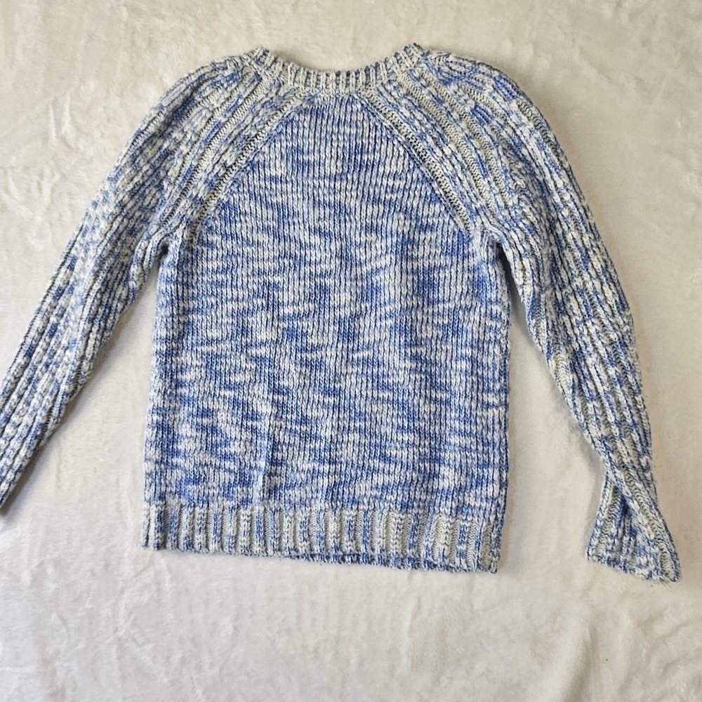 Talbots Sweater Small Petite Blue Crew Neck Knit Coastal Grandma Cozy